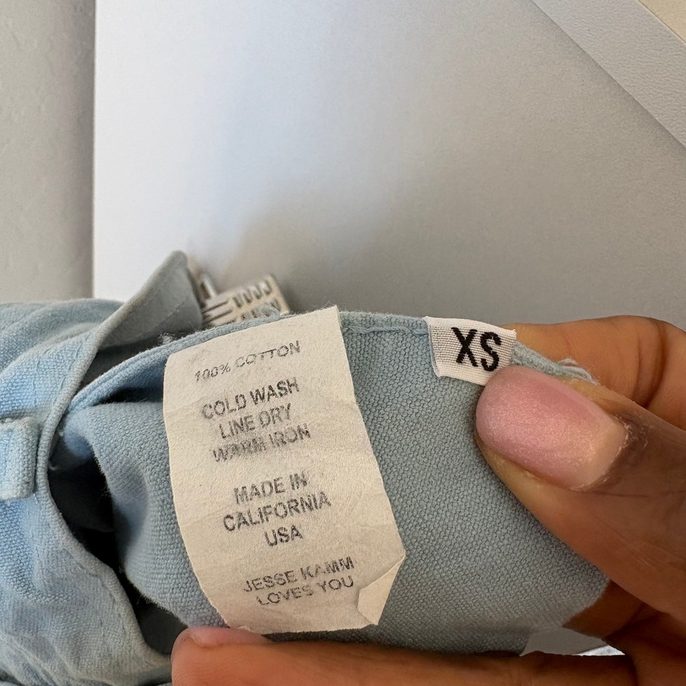 Jesse Kamm Sailor Pants Light Blue High Waisted Wide Leg Cotton Canvas Size XS - Picture 11 of 11
